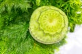 Cantaloupe fruit carving in the garden. Royalty Free Stock Photo
