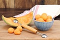 Cantaloupe melon balls in a bowl Royalty Free Stock Photo