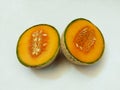 Cantaloupe melon fruit rock-melon muskmelon sweet-melon ambrosia-melon panspek kharbooja cantalupo cucumis melo reticulatus photo Royalty Free Stock Photo