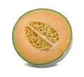 Cantaloupe melon half split isolated on white Royalty Free Stock Photo