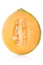 Cantaloupe melon half on white Royalty Free Stock Photo
