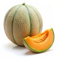 Cantaloupe melon isolated on white background. Ai generated Royalty Free Stock Photo