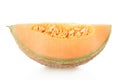 Cantaloupe melon slice isolated on white Royalty Free Stock Photo