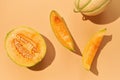 Cantaloupe melon slices for dessert Royalty Free Stock Photo