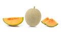 Cantaloupe melon on white background Royalty Free Stock Photo