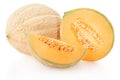 Cantaloupe melons group on white Royalty Free Stock Photo