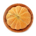 Cantaloupe muskmelon in wooden dish