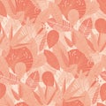 Cantaloupe orange tropical leaves seamless pattern