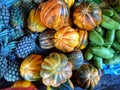 Cantaloupe, pineapple and young mangoes are sold in the Sampang Madura traditional market