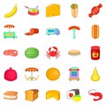 Canteen icons set, cartoon style Royalty Free Stock Photo