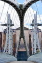 Cantelever bridge to a glass building at Salford dock area in Manchester UK Royalty Free Stock Photo