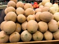 Canteloupe for sale at in a produce department of a grocery store Royalty Free Stock Photo