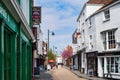 Canterbury, UK - April 26 2023 Palace Street in Canterbury on a quiet sunny spring day. There are a few people on the pedestrian