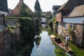 Canterbury, UK - Sep 27th 2020 Tourists enjoy a ride in a punt on the river Stour during the Covid- 19 pandemic