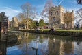 People strolling and enjoying themselves along Great Stour river Royalty Free Stock Photo