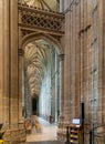 View of the side nave inside the historic Canterbuy Cathedral