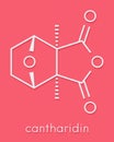 Cantharidin blister beetle poison molecule. Secreted by blister beetles, spanish fly, soldier beetles, etc. Skeletal formula. Royalty Free Stock Photo