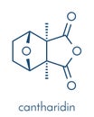 Cantharidin blister beetle poison molecule. Secreted by blister beetles, spanish fly, soldier beetles, etc. Skeletal formula. Royalty Free Stock Photo