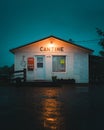 Cantine ClÃÂ© de Sol on a rainy evening, Nouvelle, QuÃÂ©bec, Canada