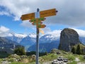 Hiking direction signboard in Schynige Platte.