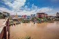 Inle Boat Station in Inle Nyaung Shwe Canal. A series of fishing boats along the river generated by Inle Lake.