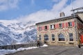 Canton Graubunden, Switzerland : Landscape in Alp Grum train station (Bernina express) during winter season