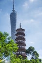 Guangzhou China Canton Tower and Chigang Pagoda