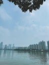 The famous landmark Canton Tower, the financial building and the beauty of the city in Guangzhou, Guangdong Province, China Royalty Free Stock Photo