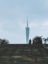 The famous landmark Canton Tower, the financial building and the beauty of the city in Guangzhou, Guangdong Province, China Royalty Free Stock Photo