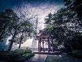 The Canton Tower formally Guangzhou TV Astronomical and Sightseeing. Viewed from the front entrance of Park with traditional Royalty Free Stock Photo