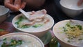 Cantonese congee boiled rice pork soup morning hot meal