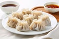 Cantonese dim sum dumplings on white plate