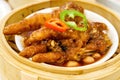 A Cantonese dish for morning tea, steamed chicken feet in black bean sauce Royalty Free Stock Photo