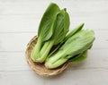 cantonese lettuce ,Bok Choy(Chinese cabbage) small choy sum,green pak choi, in bamboo basket