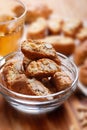 Cantucci cookies in glass bowl Royalty Free Stock Photo