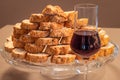 Cantucci e vin santo - Traditional Italian almond cookies with sweet wine Royalty Free Stock Photo