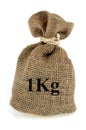 Canvas bag of a kilo on a white background