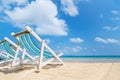 Canvas beach bed on the beach