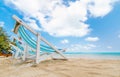 Canvas beach bed on the beach