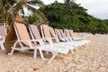 Canvas beach bed on the beach