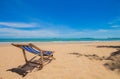 Canvas chair on beach Royalty Free Stock Photo