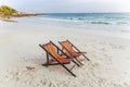 Canvas chair at the beach Royalty Free Stock Photo