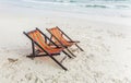 Canvas chair at the beach Royalty Free Stock Photo