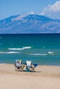 Canvas chair on a beautiful beach Royalty Free Stock Photo