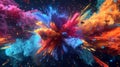 The canvas erupts in a frenzy of colorful explosions creating a stunning visual experience