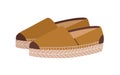 Canvas espadrilles or modern women's shoes with rope platform sole. Fashion and trendy summer footwear. Colored flat