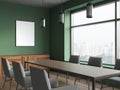 Canvas in green meeting room. Corner view