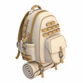 Canvas and leather backpack Front side view 3D