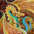 Dragon ornamental in the style of Klimt