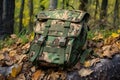 canvas material of a camouflage pattern backpack